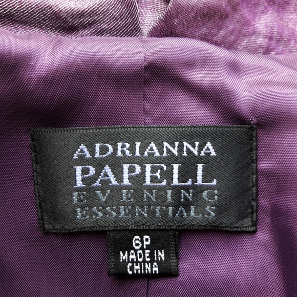 Adrianna Papell Evening Shimmer Jacket Ruffled Collar Black Jeweled Buttons 6P - Picture 7 of 8